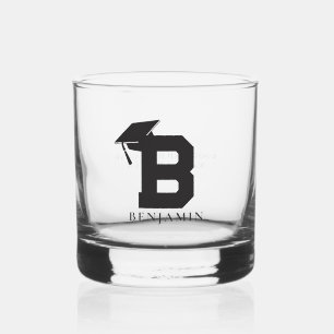 Verre À Whisky Diplôme Monogramme minimaliste Cadeau personnalisé