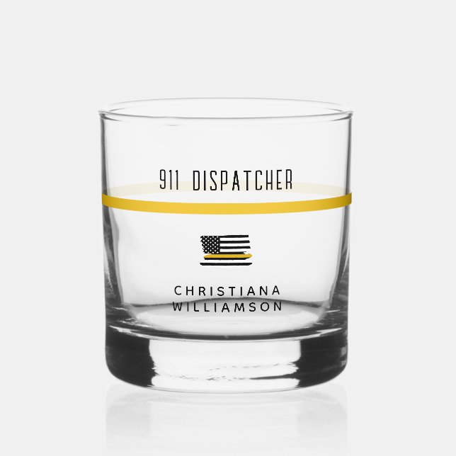 Verre À Whisky Dispatcher de ligne d'or mince personnalisée 911 (Recto)