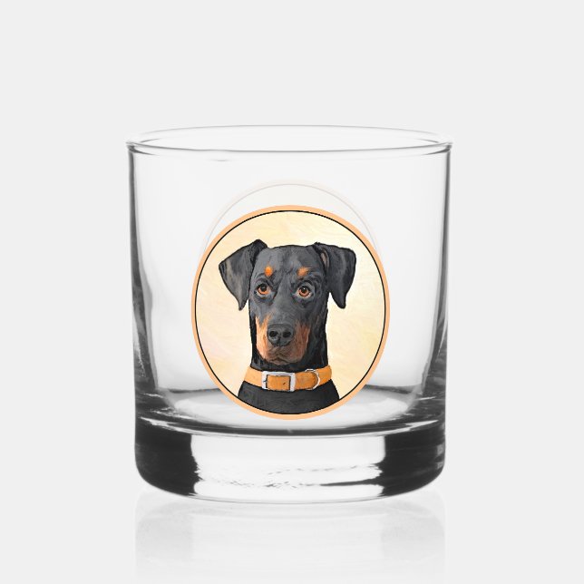 Verre À Whisky Doberman Pinscher Peinture non découpée Art origin (Recto)
