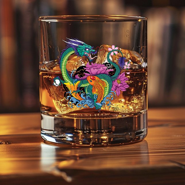Verre À Whisky Dragon d'eau chinois Poisson Koi (Créateur téléchargé)