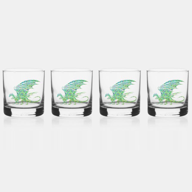 Verre À Whisky Dragon Mosaïque Vert Incroyable (Recto)