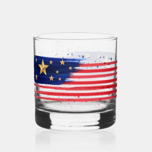 Verre À Whisky Drapeau à coup de pinceau patriotique avec accent