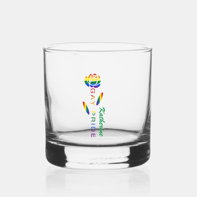 Verre À Whisky Drapeau arc-en-ciel gay pride personnalisé (Recto)