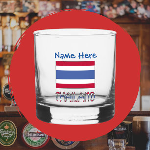 Verre À Whisky Drapeau de la Thaïlande personnalisé avec nom en t