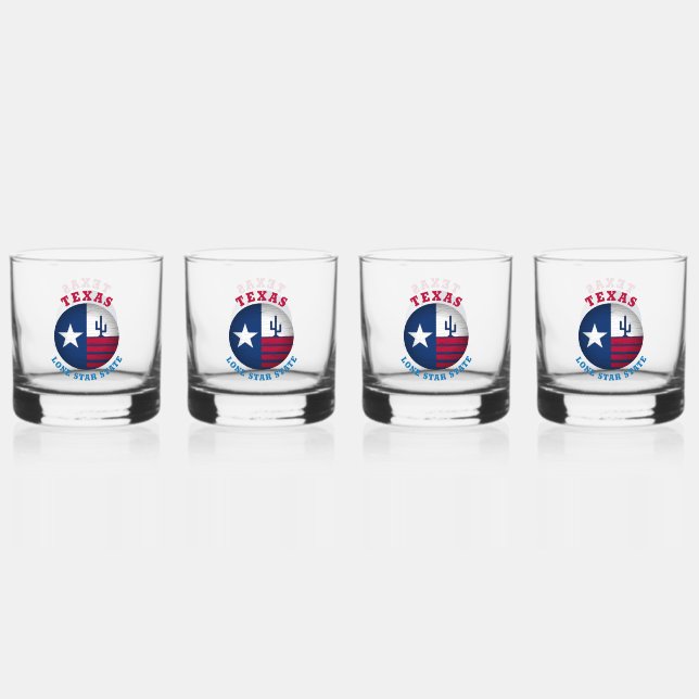VERRE À WHISKY DRAPEAU D'ÉTAT TEXAS LONE STAR (Recto)