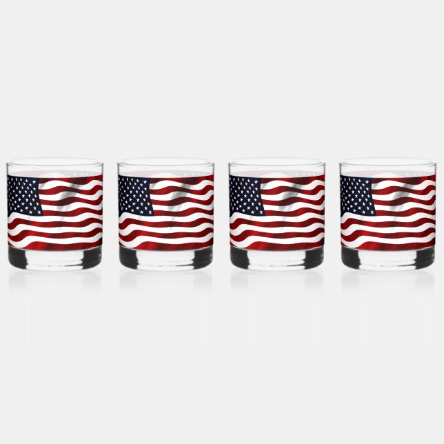 VERRE À WHISKY DRAPEAU D'ÉTOILES ET STRIPES (Recto)