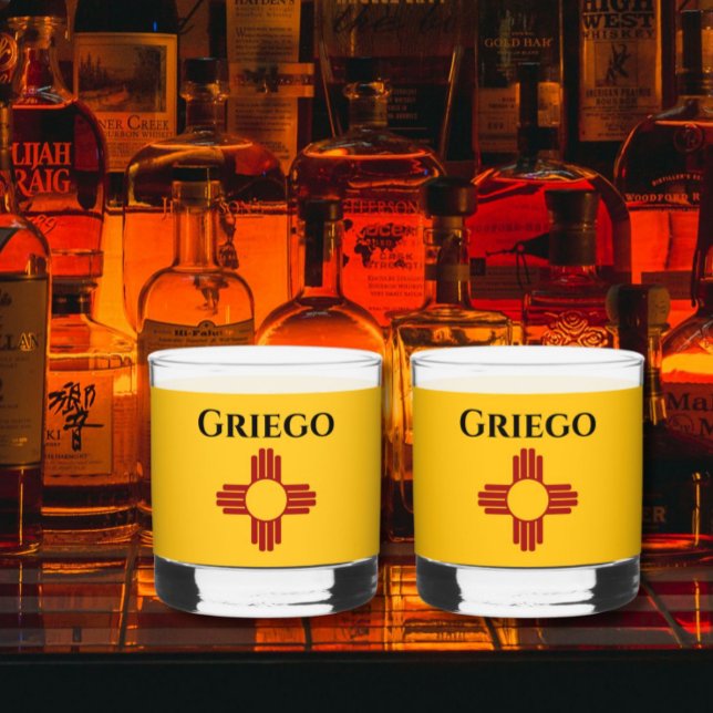 Verre À Whisky Drapeau du Nouveau Mexique avec symbole Zia (Créateur téléchargé)