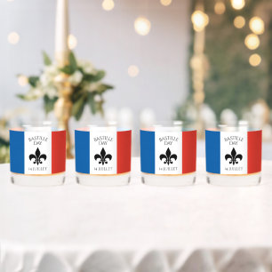 Verre À Whisky Drapeau Fleur-de-Lis Tricolore France