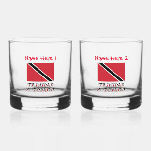 Verre À Whisky Drapeau Trinité-et-Tobago Personnalisation Rouge