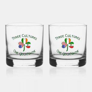 Verre À Whisky Drapeaux irlandais mexicains USA Trèfle Personnali