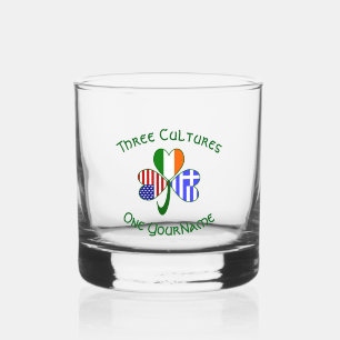 Verre À Whisky Drapeaux Trèfle Irlandais Grec USA Texte Personnal