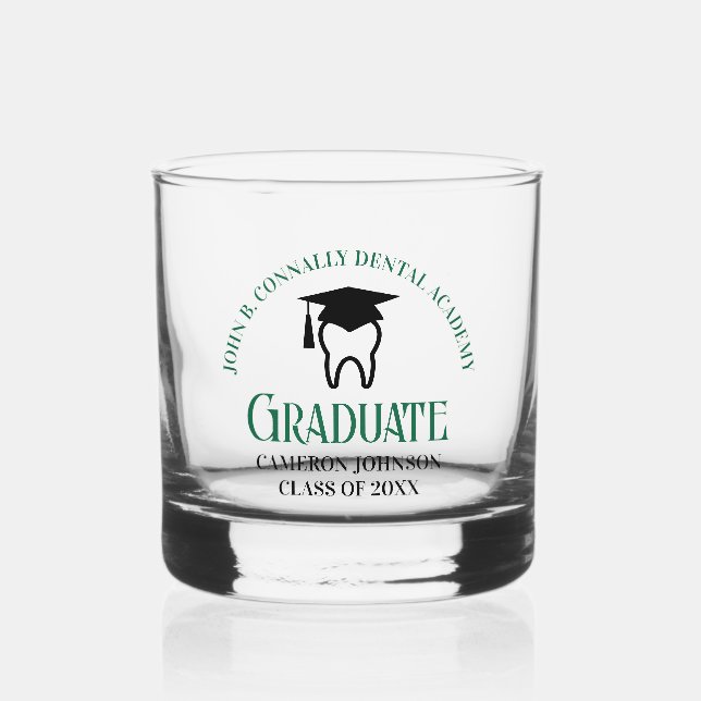 Verre À Whisky Ecole dentaire verte Diplôme Dentiste sur mesure (Recto)