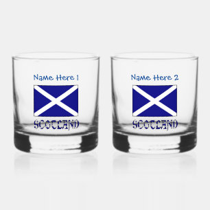 Verre À Whisky Écosse Drapeau Écossais Bleu Personnalisation 