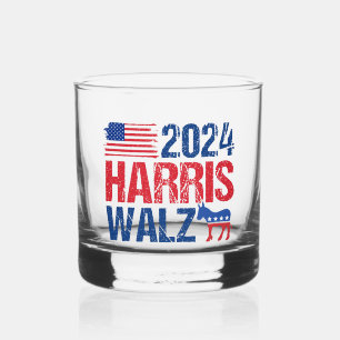 Verre À Whisky Élection démocrate d'âne de Harris Walz 2024