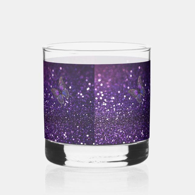 Verre À Whisky Élégance Enchantante : Le papillon pourpre (Recto)
