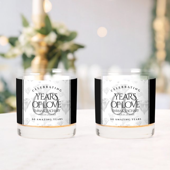 Verre À Whisky Élégant 60e anniversaire de Mariage de diamant (Insitu (Mariage))