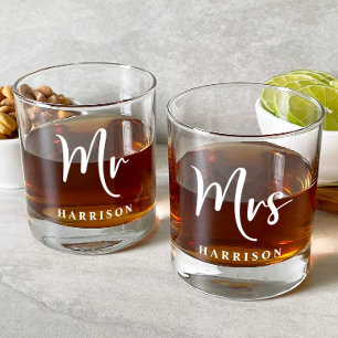 Verre À Whisky Élégant, M. Mme Mariage
