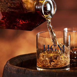 Verre À Whisky Élégant Marine Burgundy Gold 3 Lettre Monogramme L