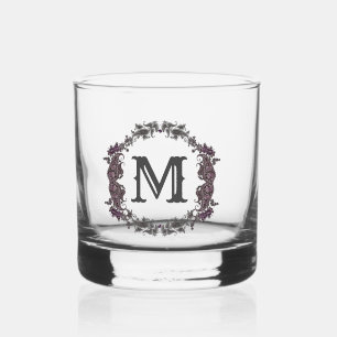 Verre À Whisky Élégant Monogramme encadré de violet et d'argent