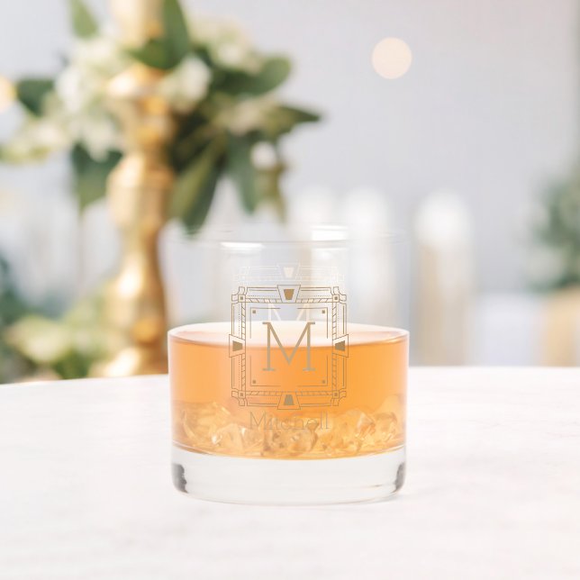 Verre À Whisky Élégant Nom Monogrammé Personnalisé (Insitu (Mariage))