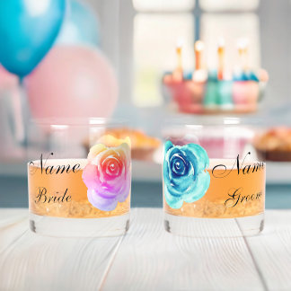 Verre À Whisky Élégant Rose floral marié Mariages d'anniversaire