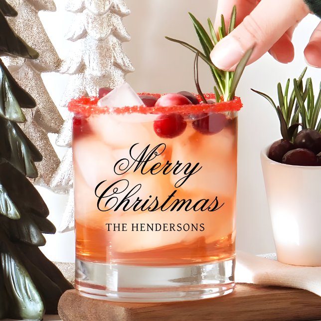 Verre À Whisky Elegant Script Custom Text Christmas Cocktail (Elegant Script Custom Text Christmas Cocktail Whiskey Glass
)