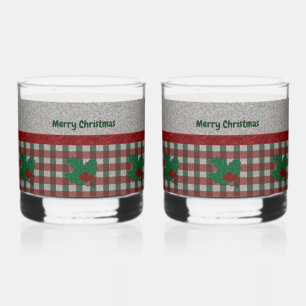 Verre À Whisky en vichy de Noël 1940 - Ensemble personnalisé de 2