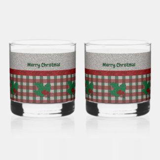 Verre À Whisky en vichy de Noël 1940 - Ensemble personnalisé de 2