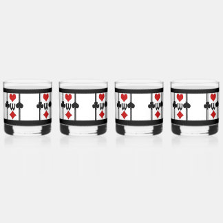 Verre À Whisky Ensemble de 4 combinaisons de cartes de jeu Art Dé