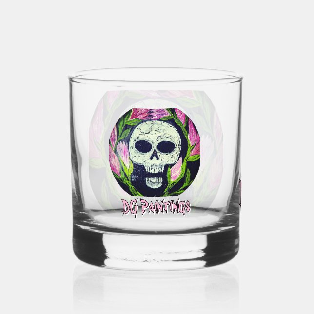 Verre À Whisky Ensemble de vaisselle à fleurs de crâne DG Paintin (Recto)
