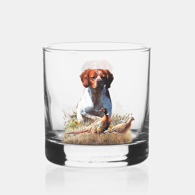Verre À Whisky Épagneul Breton – Champ, Concentration, Faisan, Ar (Recto)