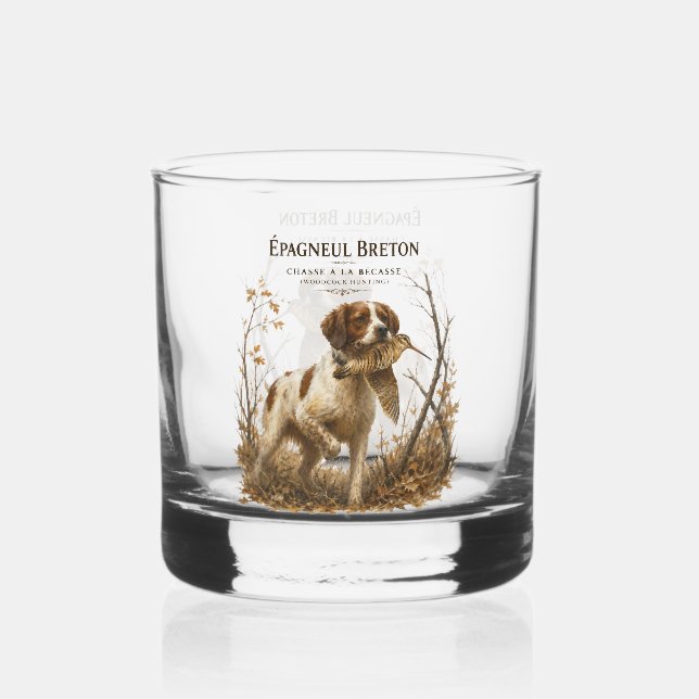 Verre À Whisky Épagneul breton et bécasse  (Recto)