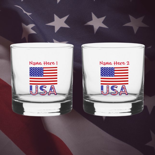Verre À Whisky États-Unis Amérique Drapeau Rouge Personnaliser (Créateur téléchargé)