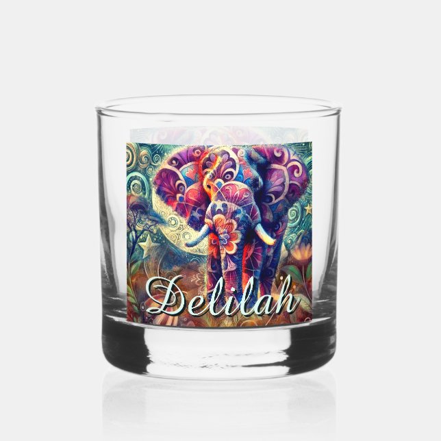 Verre À Whisky Etoiles de nuit d'éléphant lunaire Personnalisé (Recto)