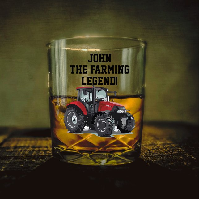 Verre À Whisky Exploitant d'équipement lourd de tracteur de ferme (Red tractor Whiskey Glass The Farming Legend Equipment Gift)