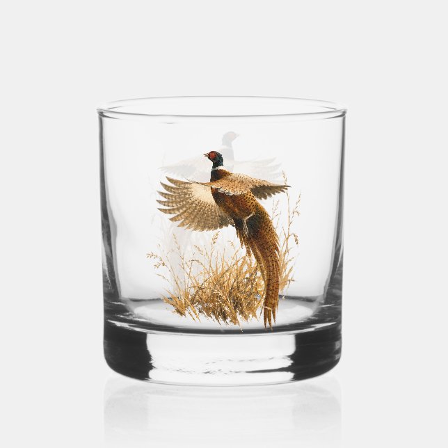 Verre À Whisky Faisan en vol doré (Recto)