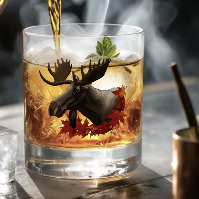 Verre À Whisky Feuilles de Maple Rouge d'Orignal  (Créateur téléchargé)