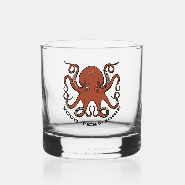 Verre À Whisky Fierce Red Octopus With Curling Tentacles Cartoon (Recto)