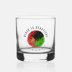 Verre À Whisky Fille noire panafricaine femme rouge vert fierté a