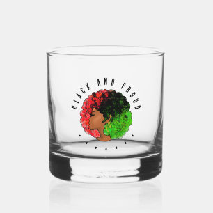 Verre À Whisky Fille noire panafricaine femme rouge vert fierté a