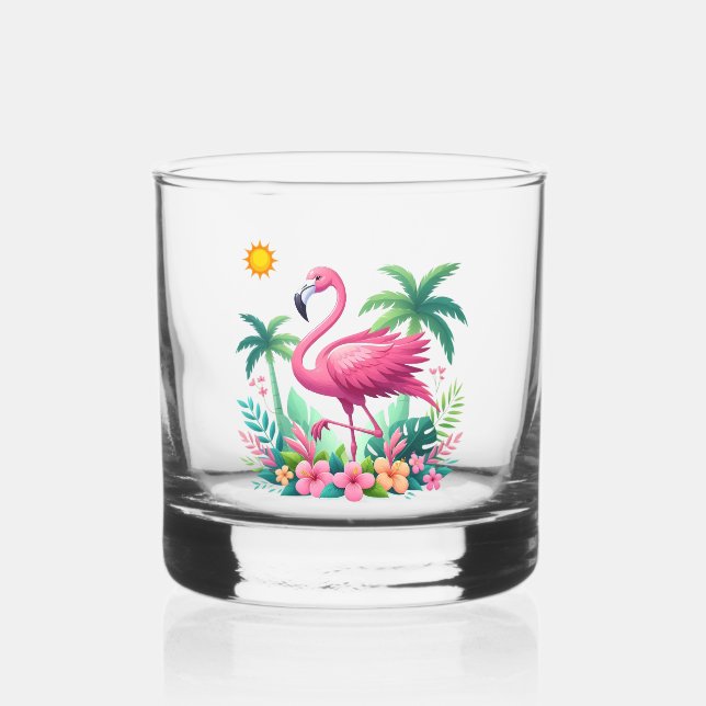 Verre À Whisky Flamingo rose tropicale/Floride (Verso)