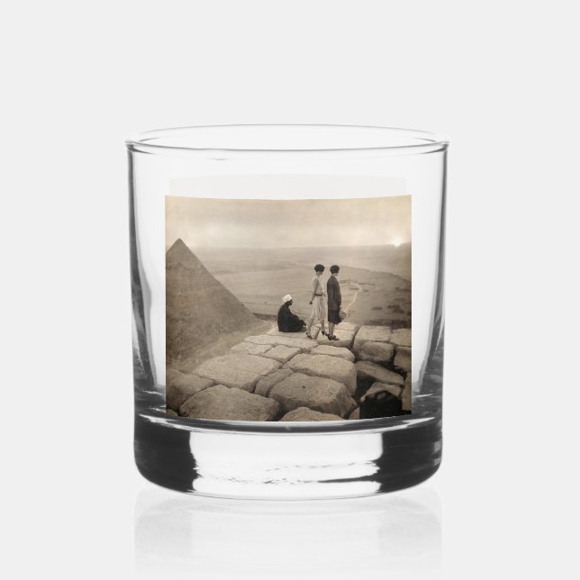 Verre À Whisky Flapper Girls Sunrise Khufu Pyramid, Égypte 1920 (Recto)
