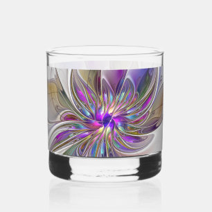 Verre À Whisky Fleur d'art Abstrait, énergique et coloré