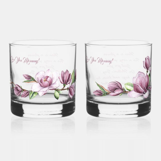 Verre À Whisky Fleurs de la Fête des Mères Tulipes Aquarelle (Verso)