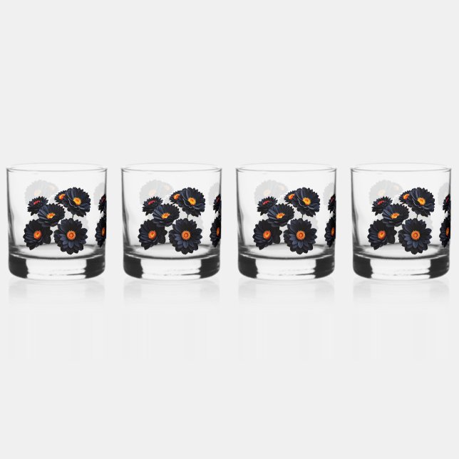 Verre À Whisky Fleurs de velours noir (Recto)
