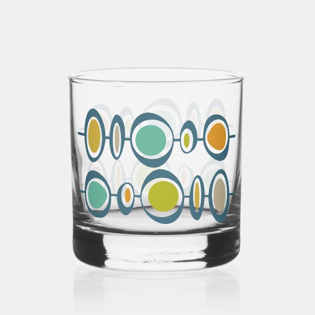 Verre À Whisky Funky Abstract Circles Green Blue Midcentury (Recto)