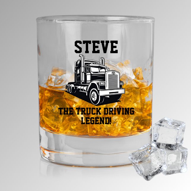 Verre À Whisky Funky Transport Semi Truck Driver Nom personnalisé (Funny Trucker Driver Gift The Truck Driving Legend Coworker Whiskey Glass)