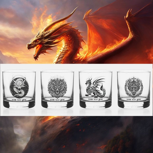 Verre À Whisky Game Night Unique Dragons 4 Personalize Text (Créateur téléchargé)