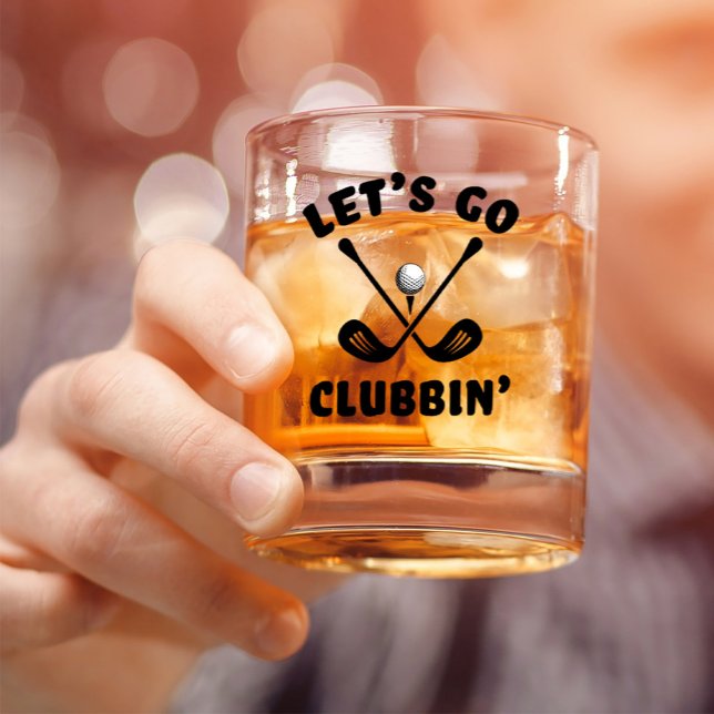 Verre À Whisky Golf drôle Club de golf Humour Sport moderne Noir (Funny Golfer Golf Club Humor Modern Sports Black Whiskey Glass)