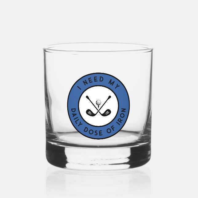 Verre À Whisky Golf Humour Golf Fer Sports Pro Blue Black (Recto)